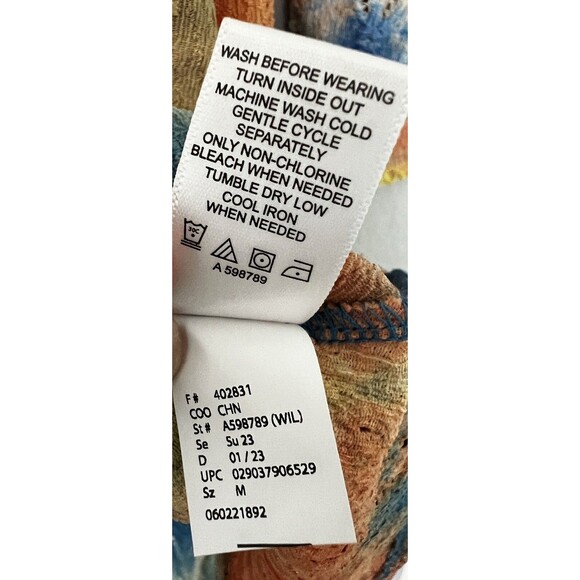 LOGO QVC Knit Eyelet Tie-Dye Top Wild Lime Size M 3/4 Sleeve Stretchy Tee - New - Picture 9 of 11